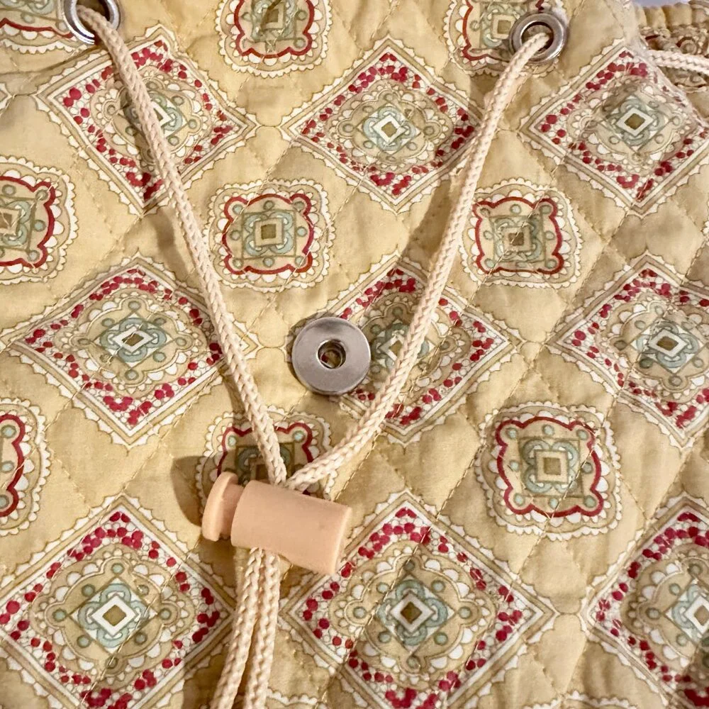 Americana Women's Quilted Cotton Backpack Yellow Floral Cottagecore Boho Chic